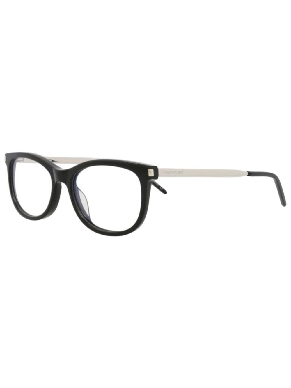 New Saint Laurent Women's Eyeglasses Round Oval Acetate Frame Black Silver